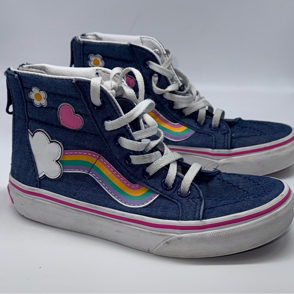 Kids Vans High-Top Sneakers with Rainbow and Heart Design